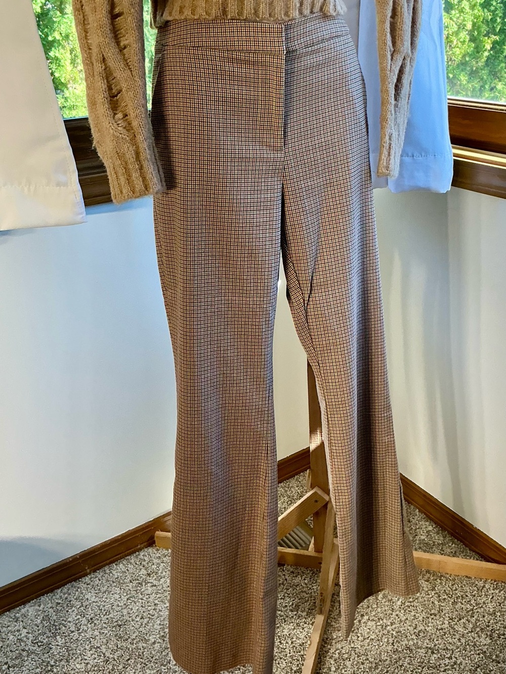 Vince Camuto Flared Mini Check Trouser (Size 4)